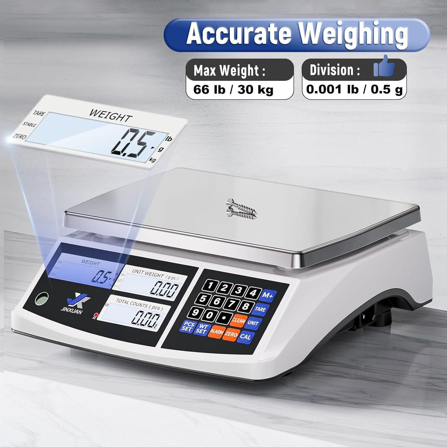 Precision Digital Counting Scale 66Lb/30Kg for Small Parts and Jewelry