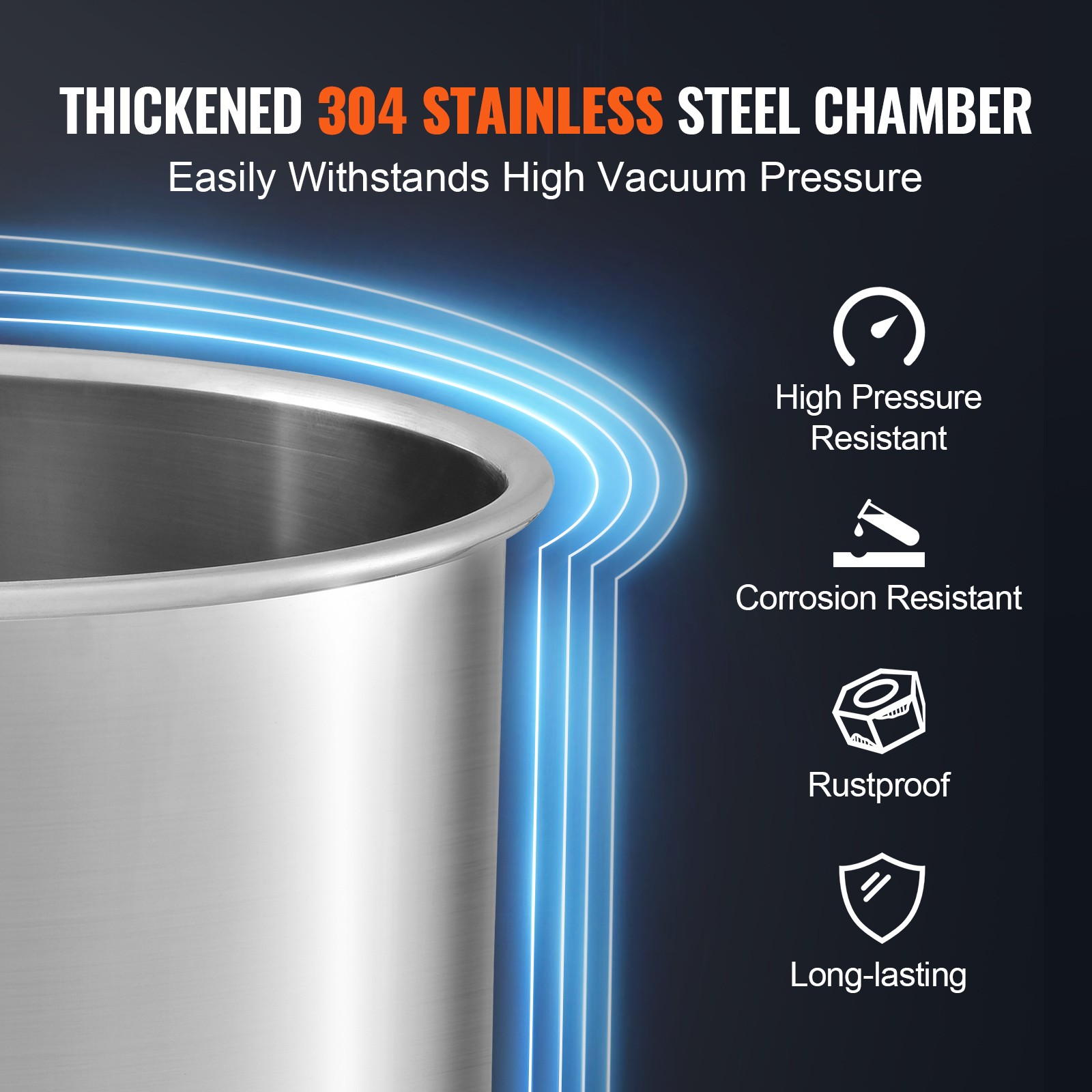 VEVOR Vacuum Chamber Tempered Glass Lid Vacuum 5 Gal Degassing Chamber Silicone