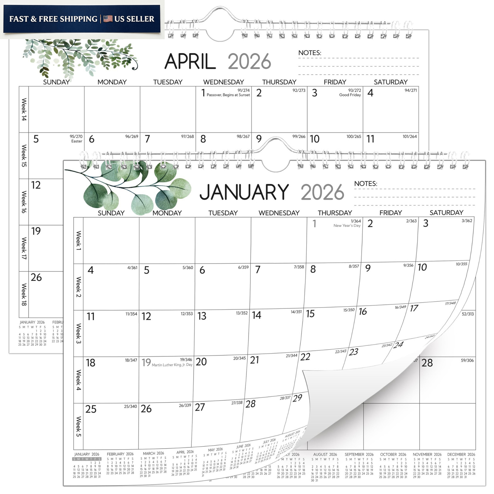 Wall Calendar 2026-2027 – Run Now to Jun 2027, 18 Monthly Calendar…