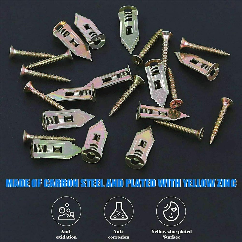50/100PCS Self Drilling Drywall Anchors Screws Hollow Wall Anchor Expansion Kit
