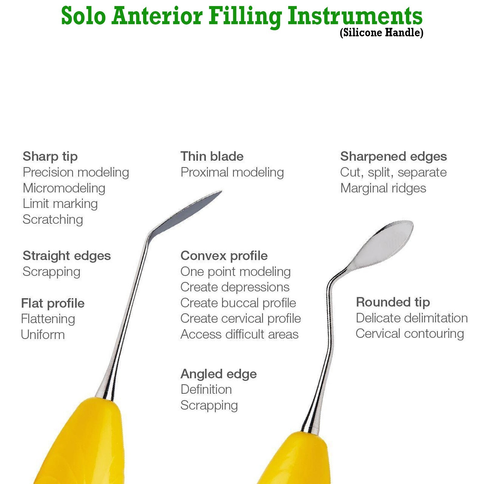 Solo Anterior Dental Composite Filling Instruments Restorative Silicone Handle