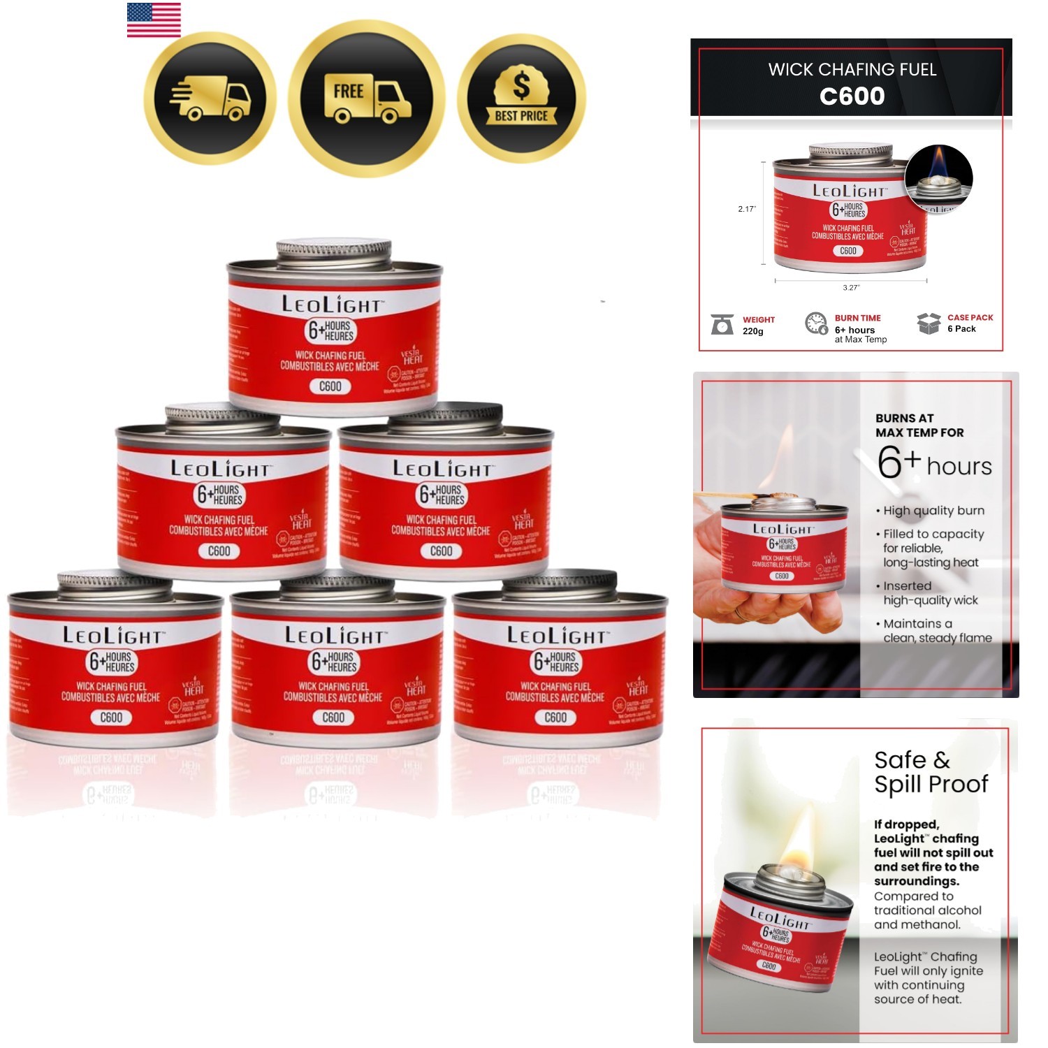 7oz Spill-Proof Chafing Fuel with 6 Hour Burn – Ideal for Catering & Buffets
