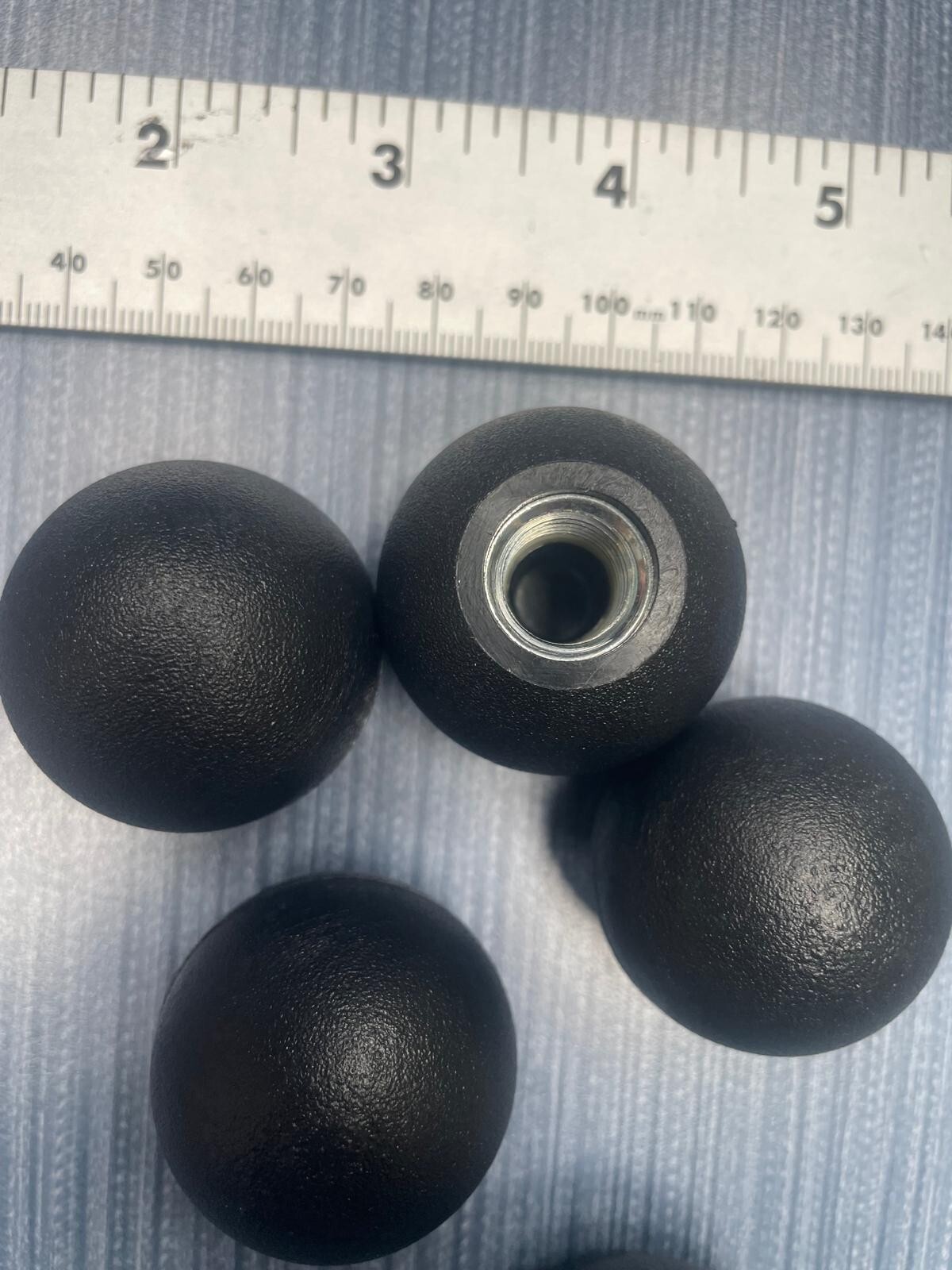Lot of 5 x 1.38″ Ball Knob 1/2-13 Steel Zinc Locking Nut Textured Handle