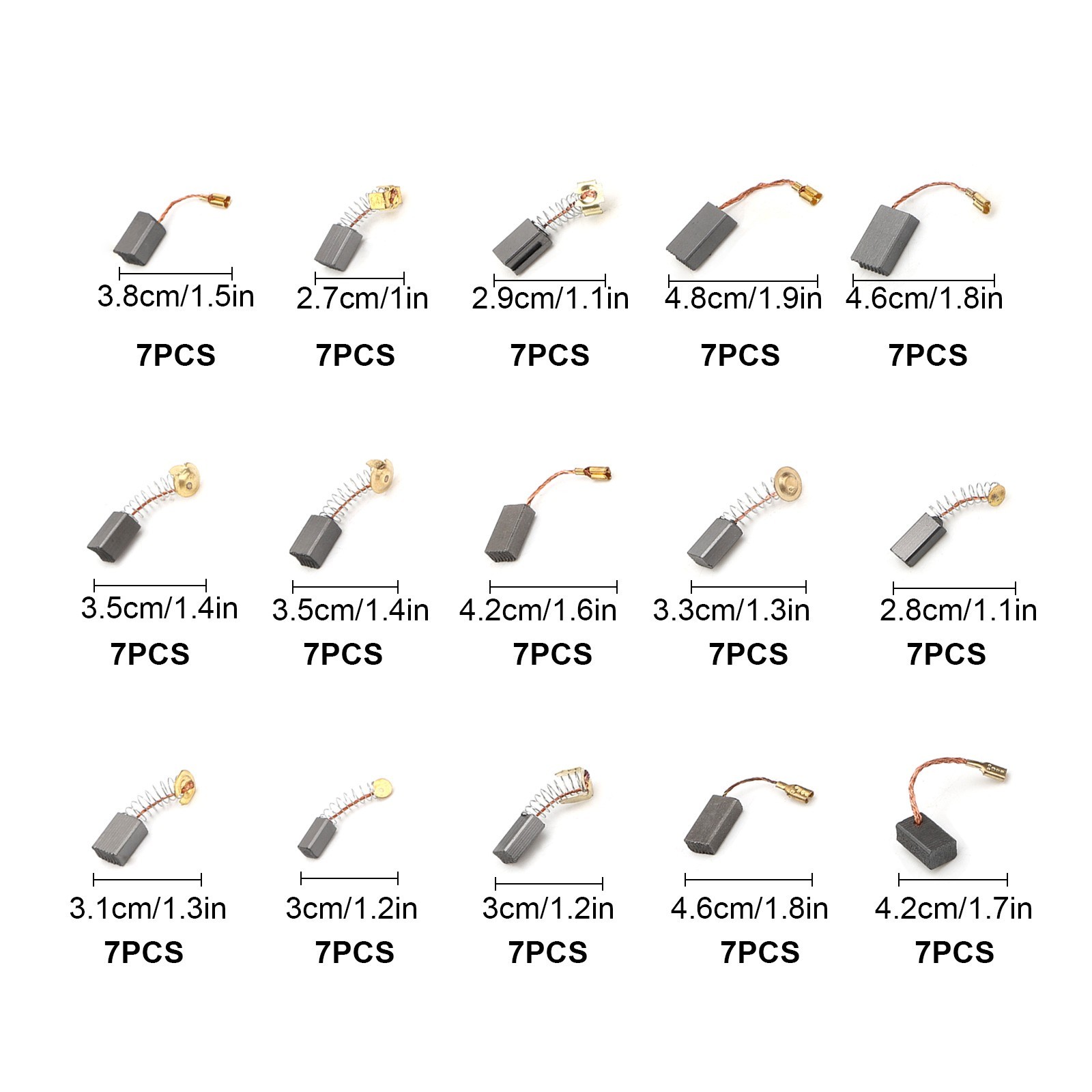 105x 15 Sizes Electric Motor Graphite Carbon Brushes Accessories For Power Tool