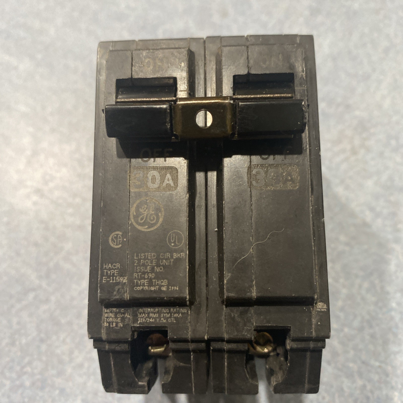 GE THHQB2130 30 Amp 240 Volt 2 Pole Bolt-On Circuit Breaker