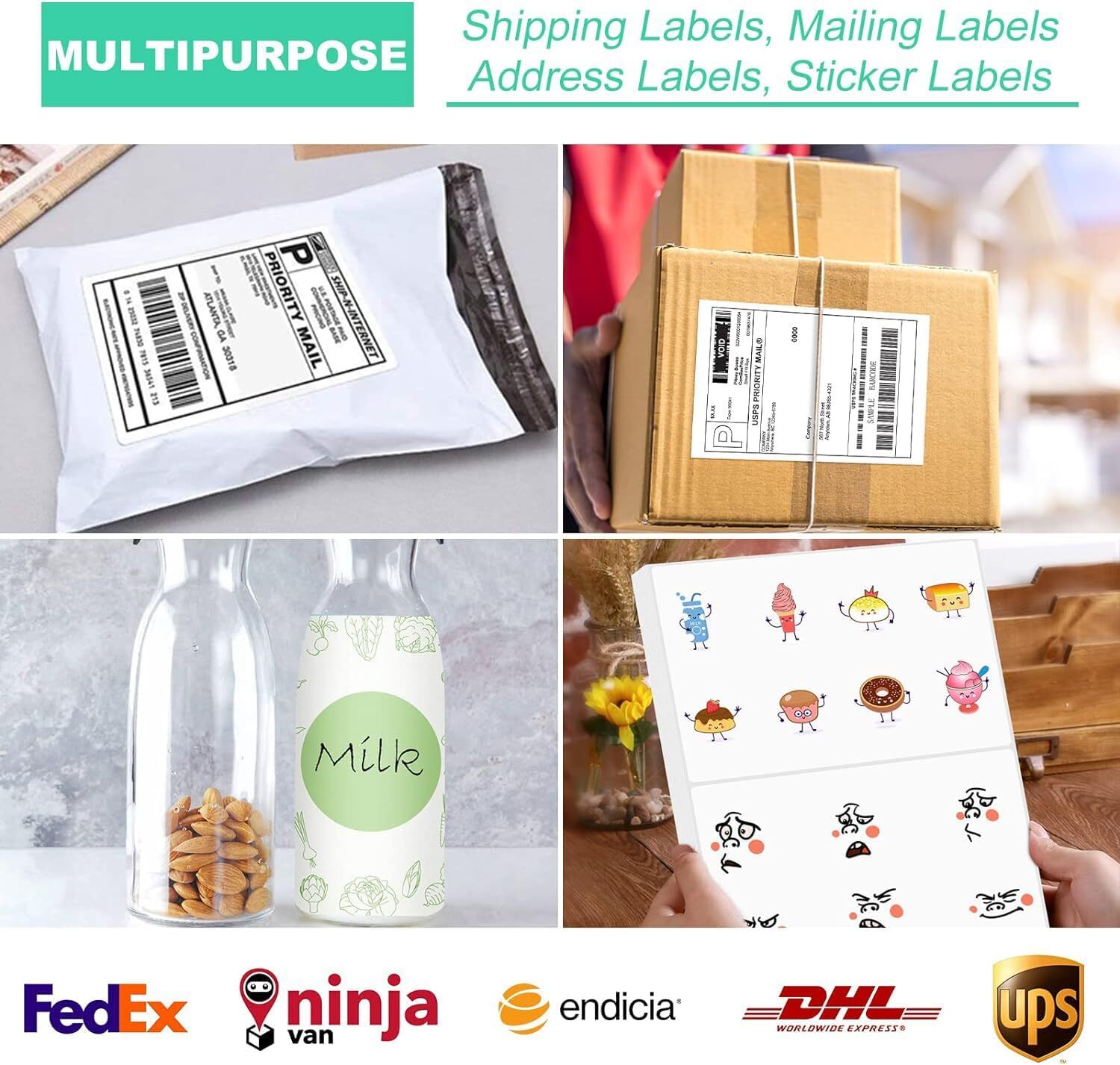 50-1000 Half Sheet Shipping Labels Page 8.5×5.5 Self Adhesive Round 2 Per Sheet