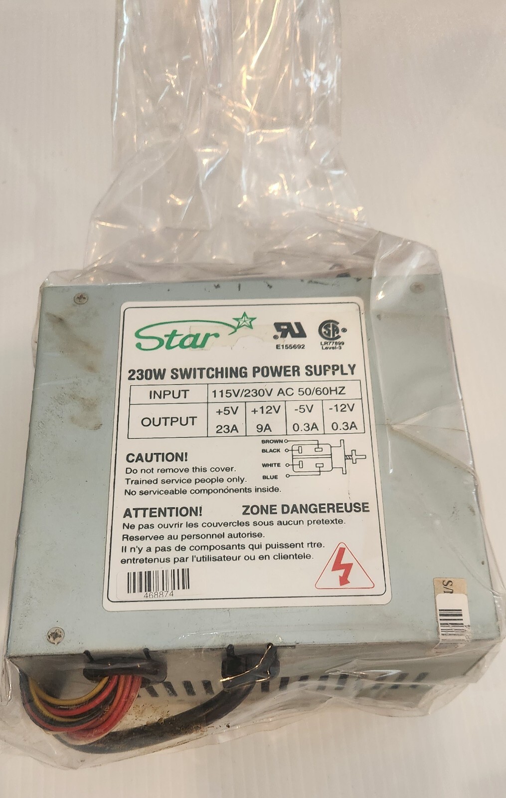 STAR 230W SWITCHING POWER SUPPLY INPUT 115V/230V AC 50/60HZ