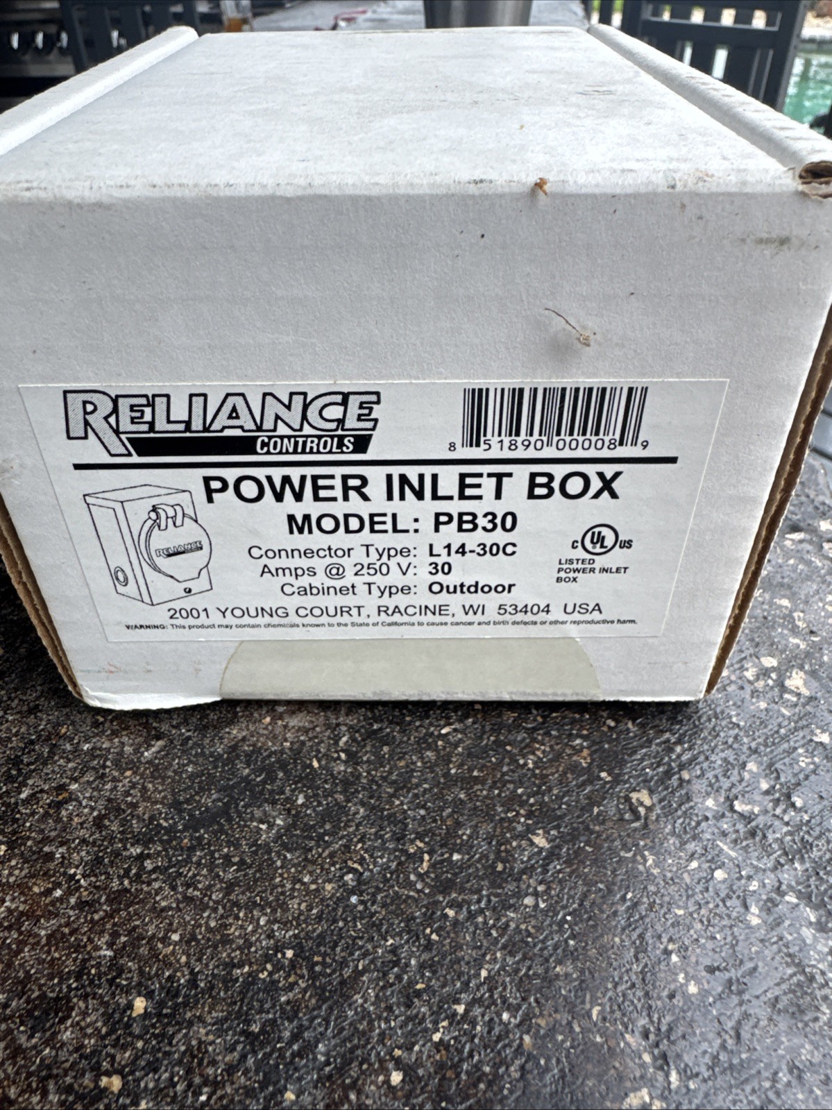 Reliance Controls PB30 30-Amp Power Inlet Box Type L14-30C