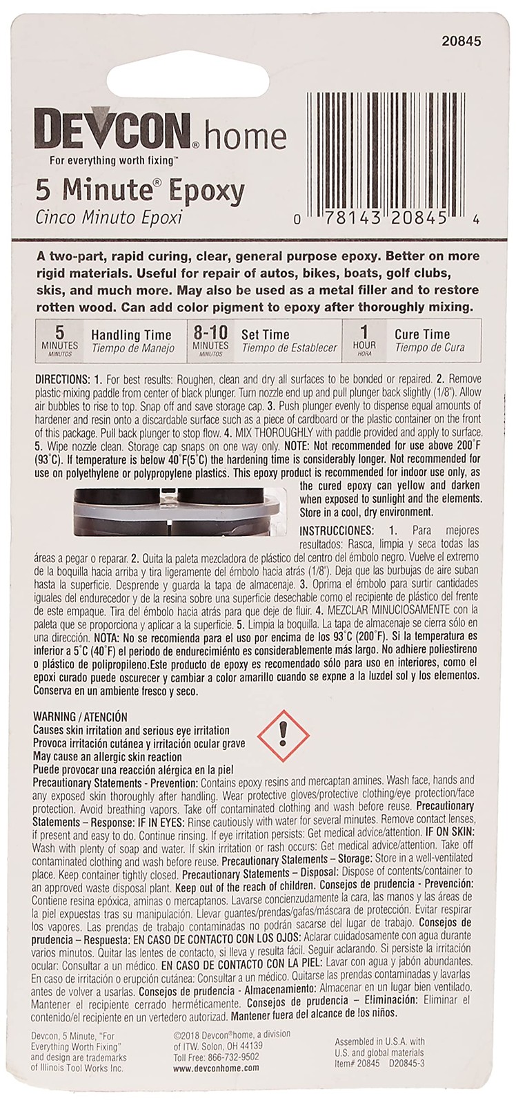 ITW Devcon 20845 High Strength Epoxy Anchoring Adhesive, 1-Pack