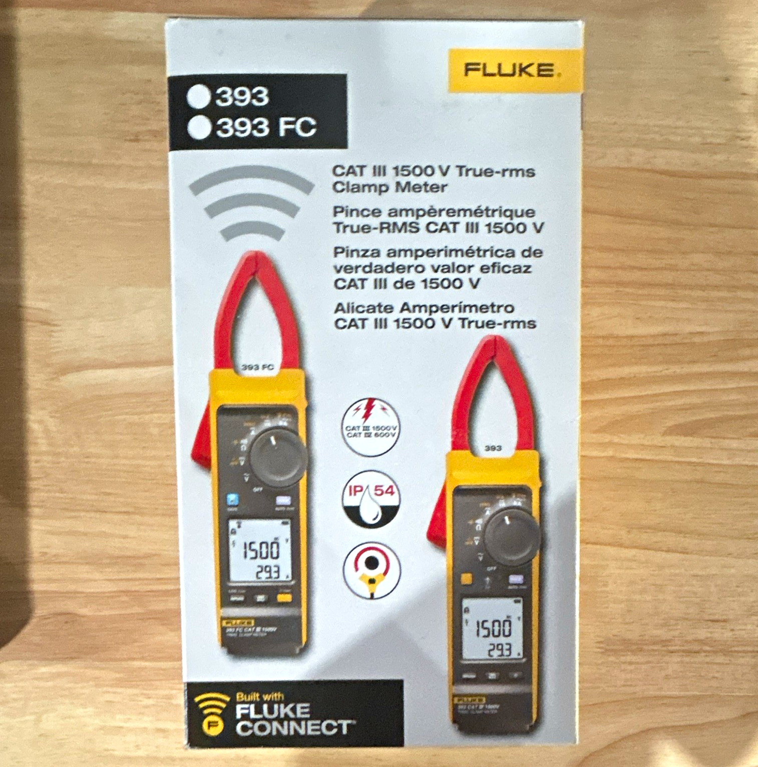 Fluke 393 FC True-RMS Clamp Meter CAT III 1500V IP54 w/ Fluke Connect