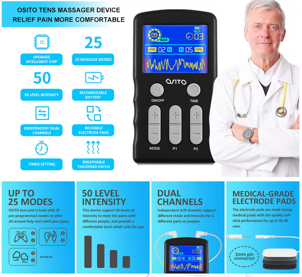 Electrical Stimulation TENS Unit Machine Muscle Massage OTC Therapy Pain Relief