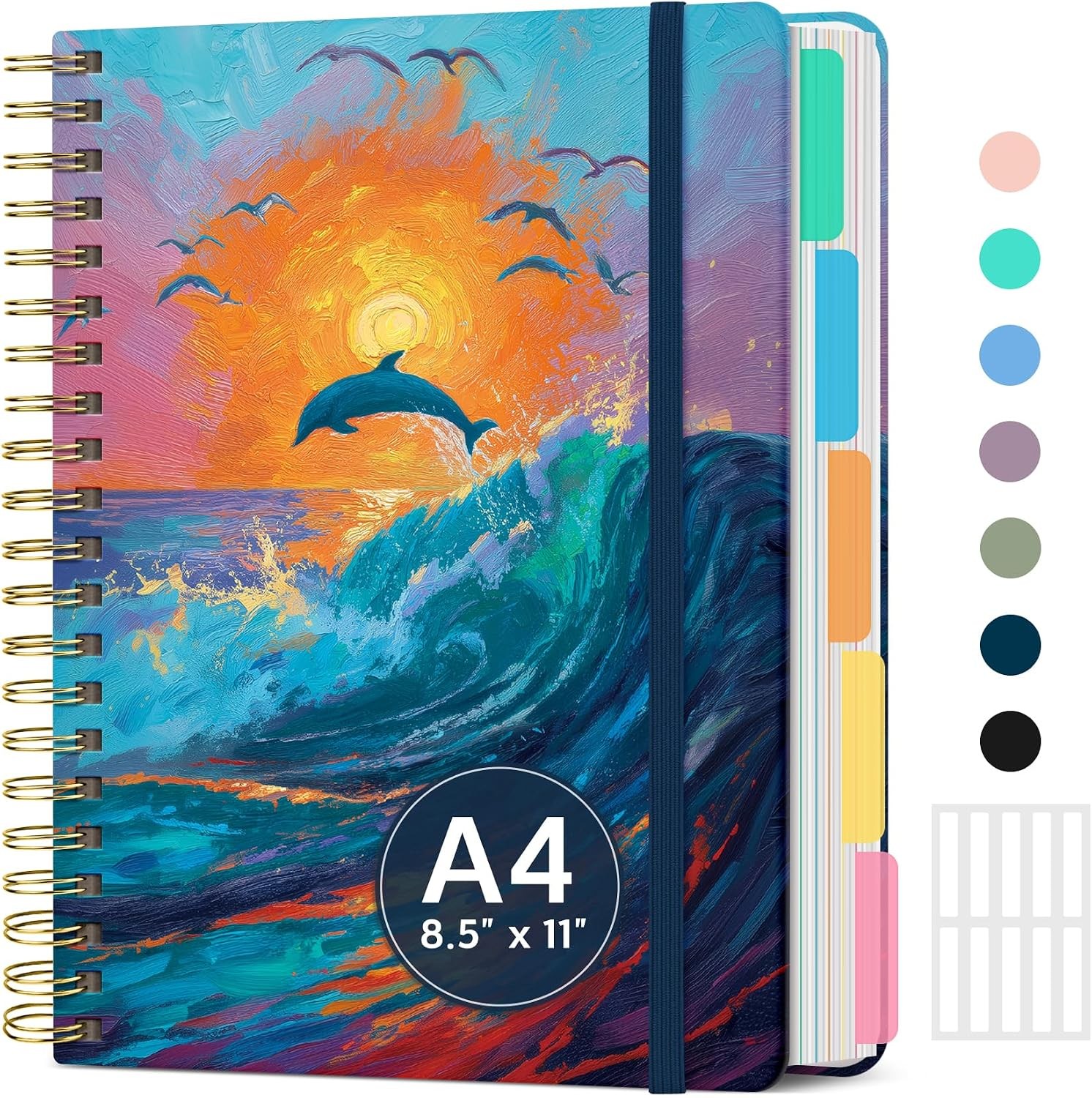8.5″x11″ Spiral 5 Subject Notebook, Hardcover with Dividers Wildflower