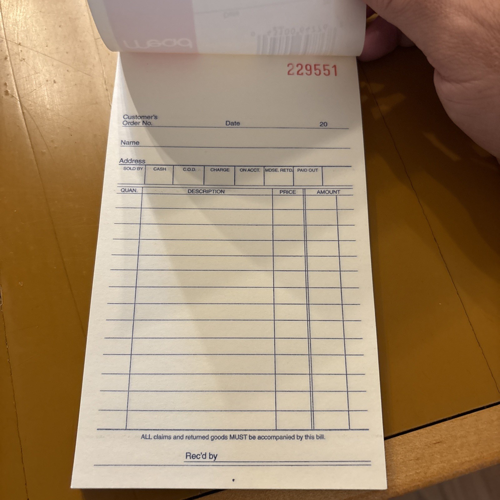 5 Pack 2-part Mead Receipt Sales Order Book Invoice 50 Sets 4 1/8” X 7”