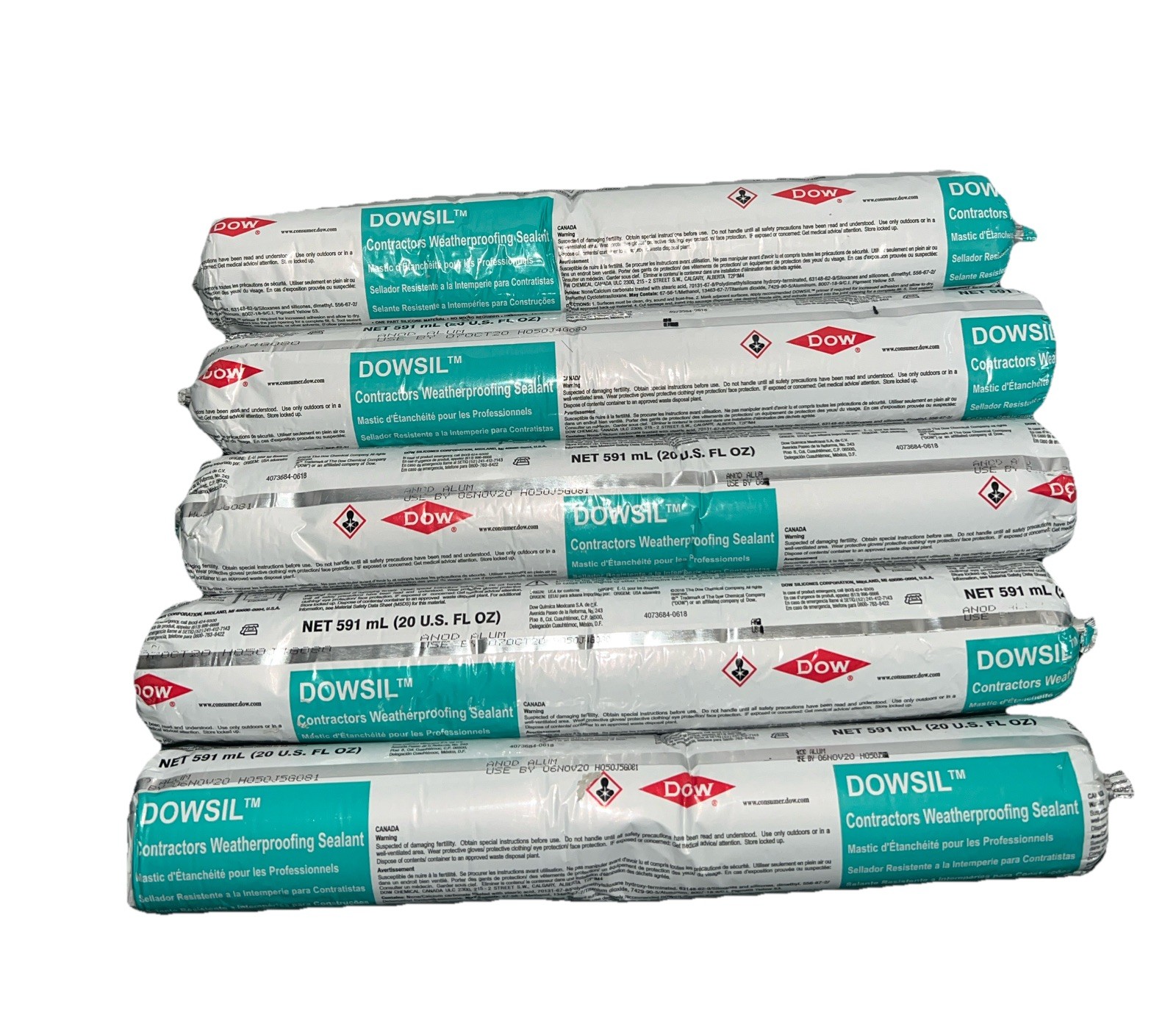 Dowsil Contractors Weatherproof Sealant, Lot Of 5, 20 Oz Sausage, NEW/SEALED