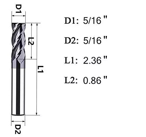 5PCS 5/16″ 4 FLUTE Solid CARBIDE END MILL – TiALN COATED USA Free shipping！