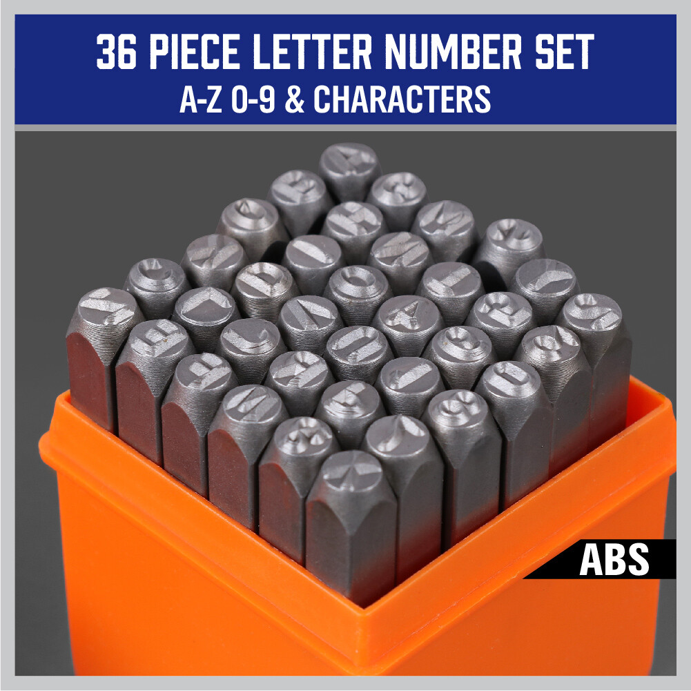 1/4″ Letter & Number Stamp Punch Set 36pc Hardened Steel Metal Wood Leather 6mm