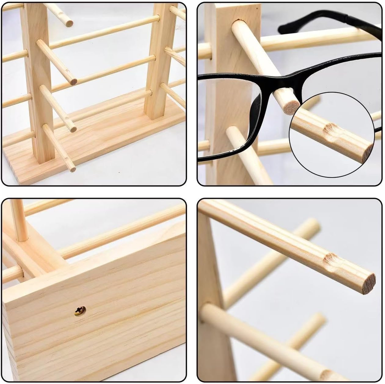 8-Layer Wood Sunglass Display Rack Wooden Glasses Display Stand Holder Organizer
