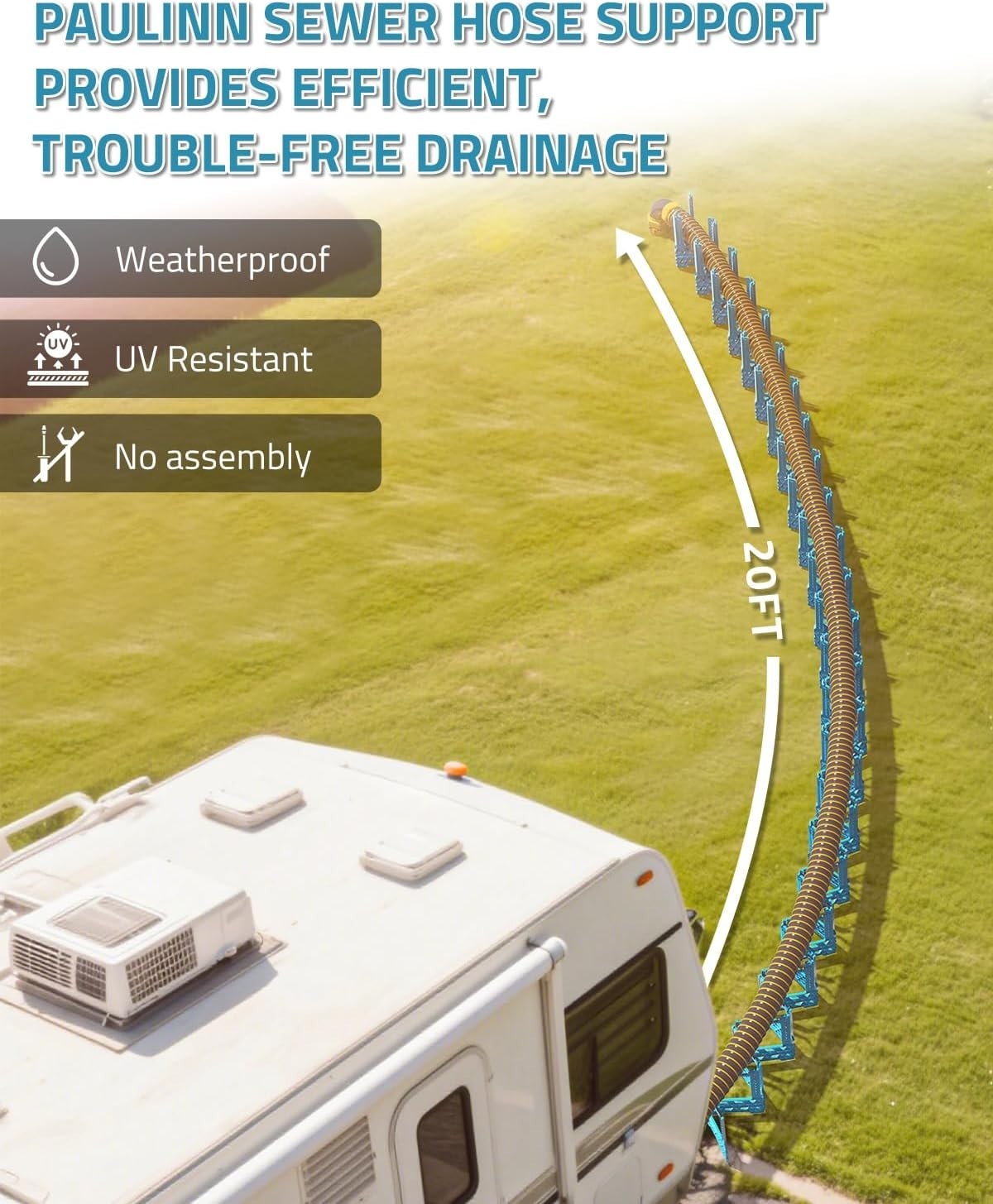 Soporte de altura ajustable para manguera de desagüe para autocaravanas, NEW US