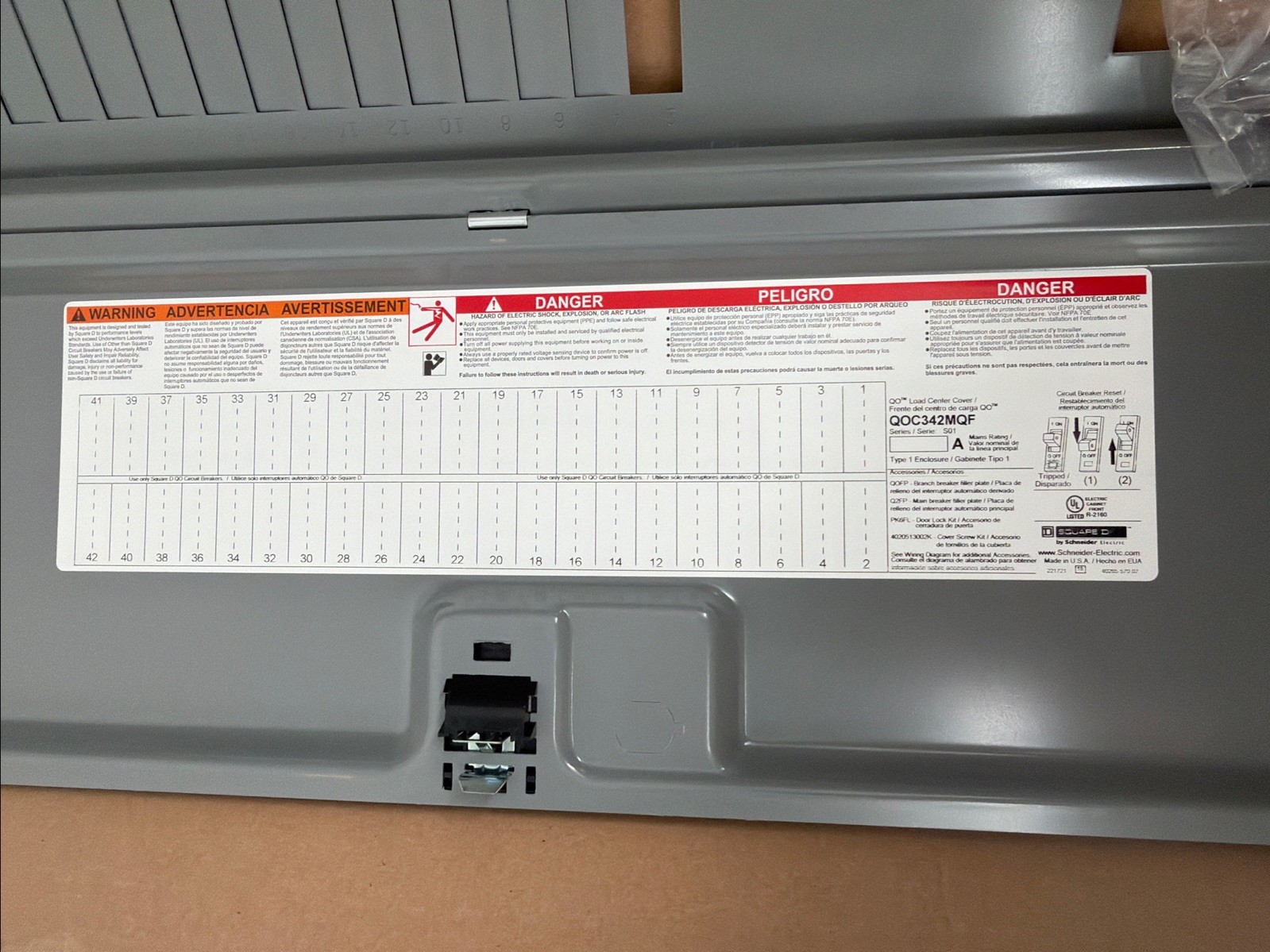Square D QOC342MQF Load Center Cover Assembly, Flush-Fit, 14.25in W x 39.37in L