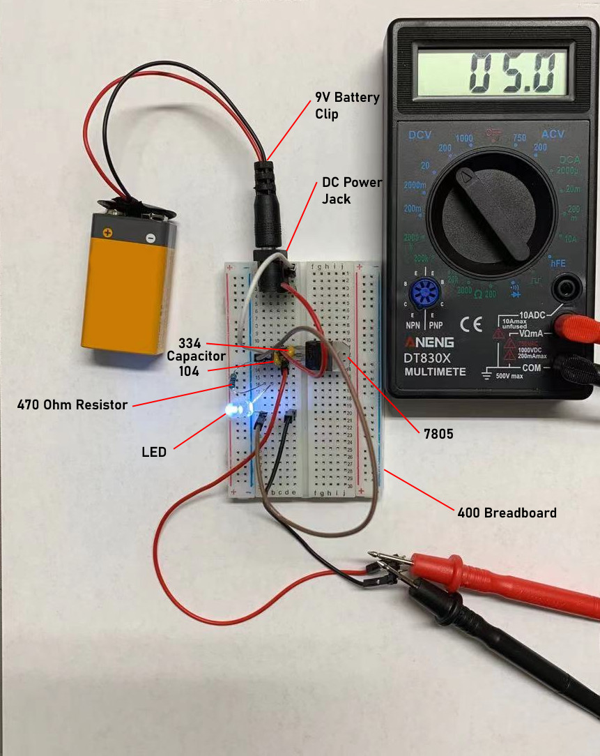 10 Pack L7805CV Voltage Regulator 5V 1.5A TO-220 +10pcs( Capacitor+Resistor+LED