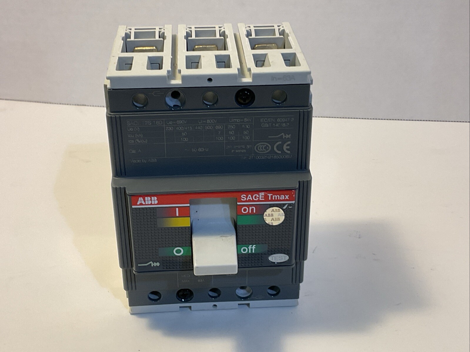 ABB SACE T2S 160 3 Pole Tested Working Circuit Breaker