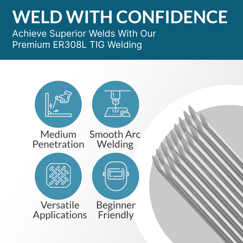 ER308L 1-lb 1/8″ x 16″ Stainless Steel Welding Rod – TIG Filler Rod, TIG Rod