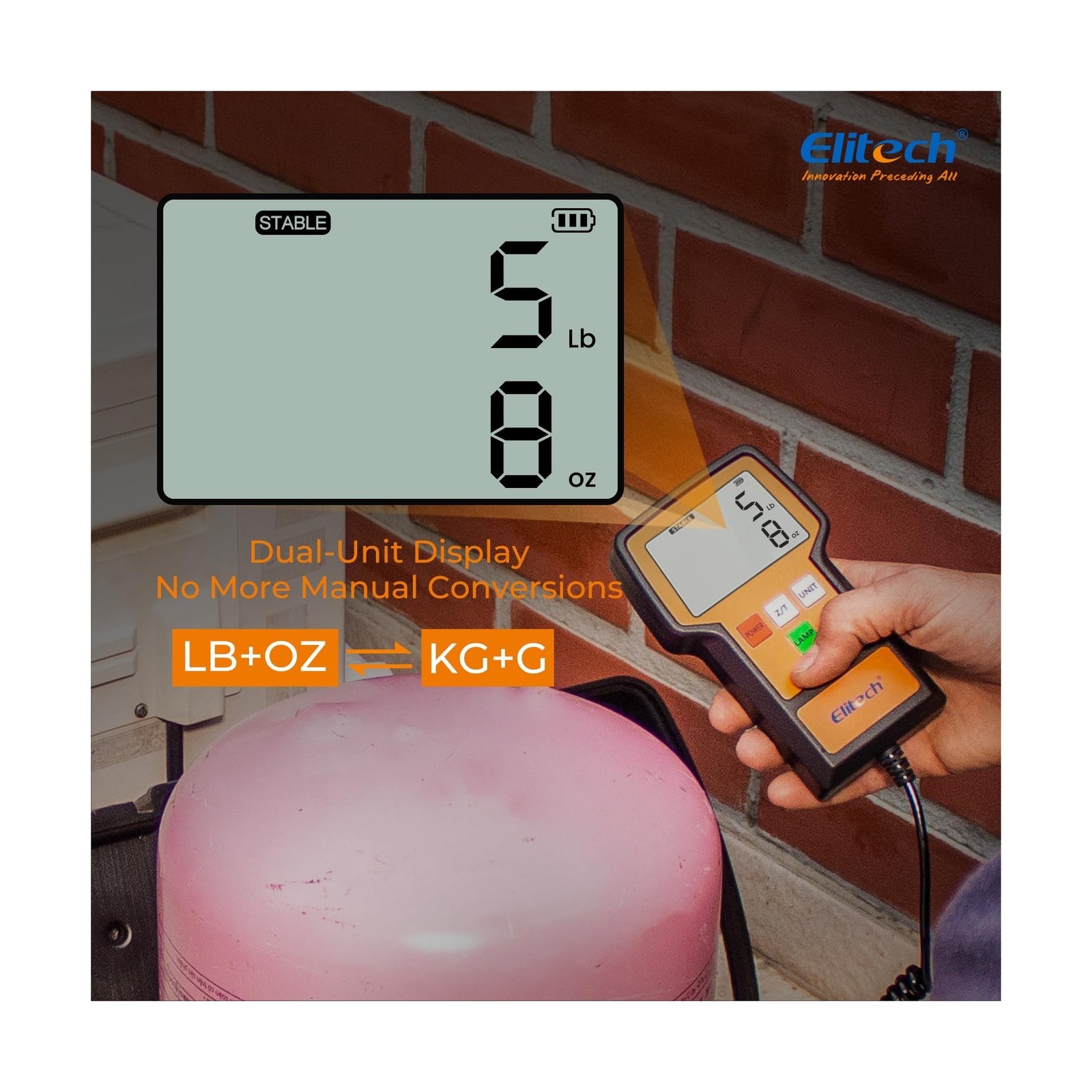 Elitech Refrigerant Scale 110 Lbs – High Precision HVAC Freon Scale with L