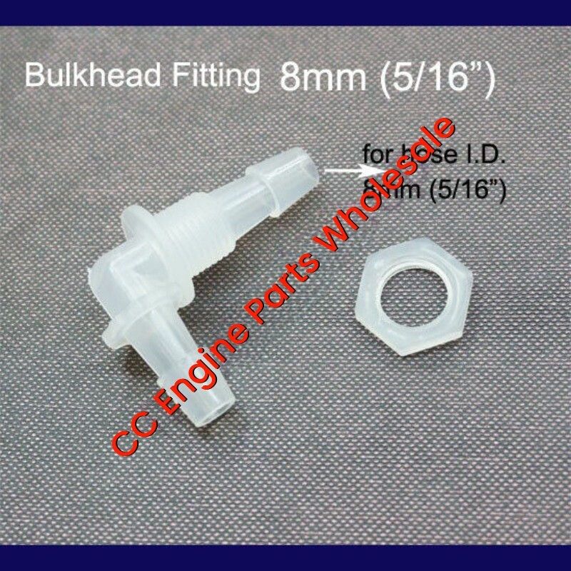5/16″ in 8mm Plastic 90-Elbow Bulkhead Fitting Hose Barb Connector Inch Tube