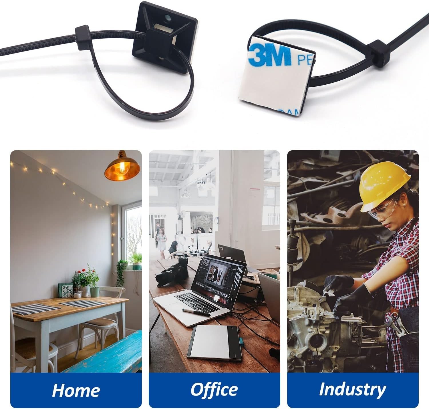 Cable Tie Mount Zip Tie Adhesive Backed Mounts Stick On Wire Holder Screw Hole