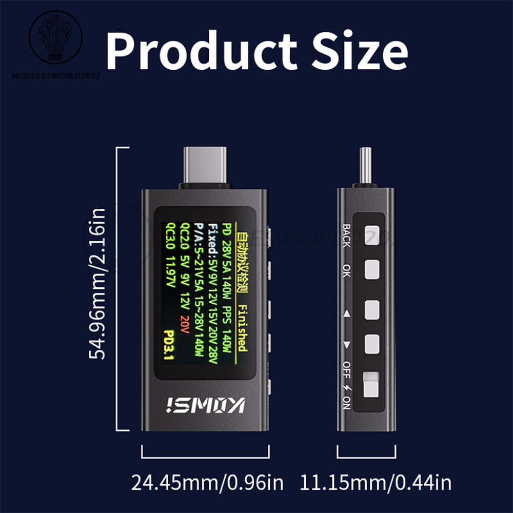 KWS-X1 Type-C Power Tester Voltage Current Meter USB-C Multimeter DC 4-30V 0-12A