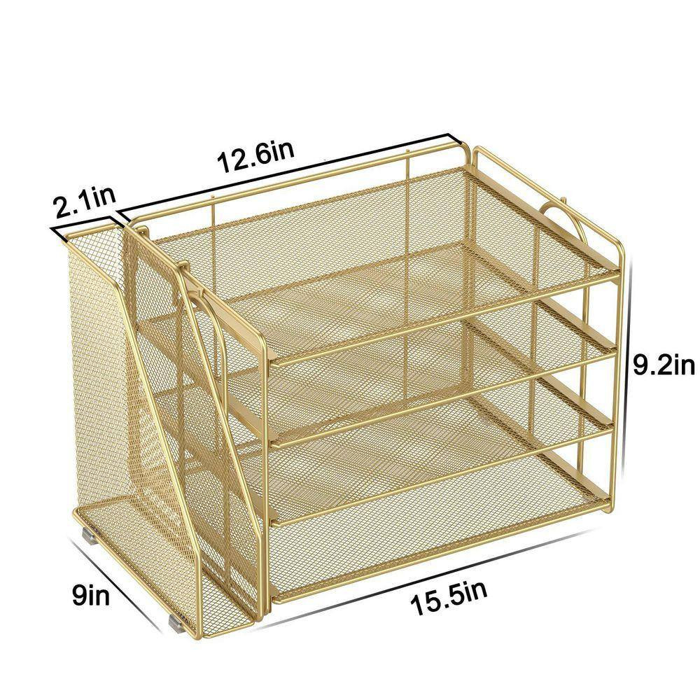 9.2 In. X 15.5 In. Gold Organizers and Accessories, Paper Organizer with File Or