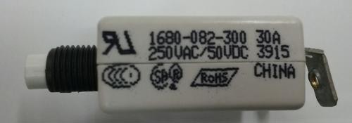 1680-082-300 Push to reset 30 amp circuit breaker, 3/8-27 bushing, screw te