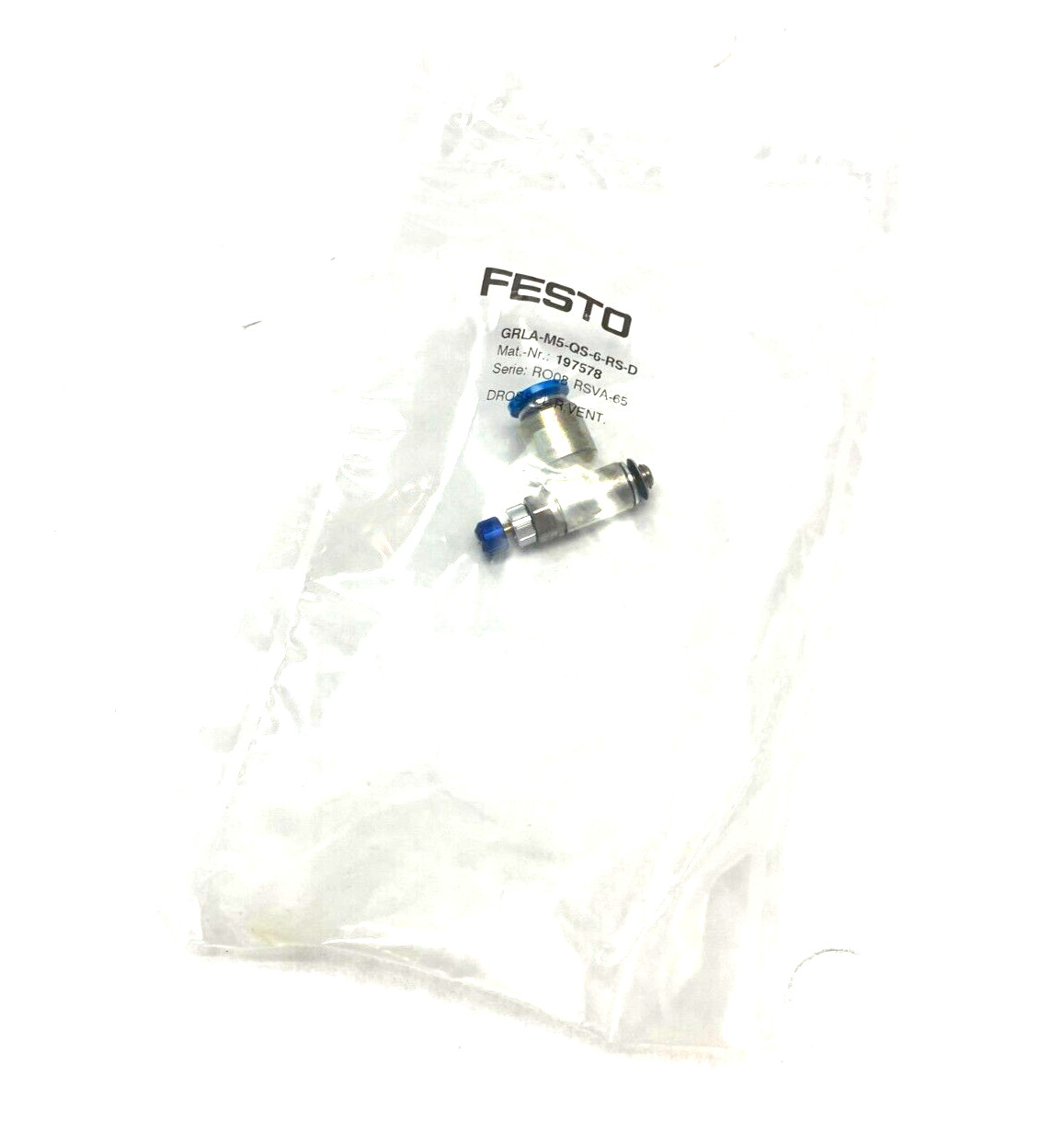 Festo GRLA-M5-QS-6-RS-D One-Way Flow Control Valve 197578