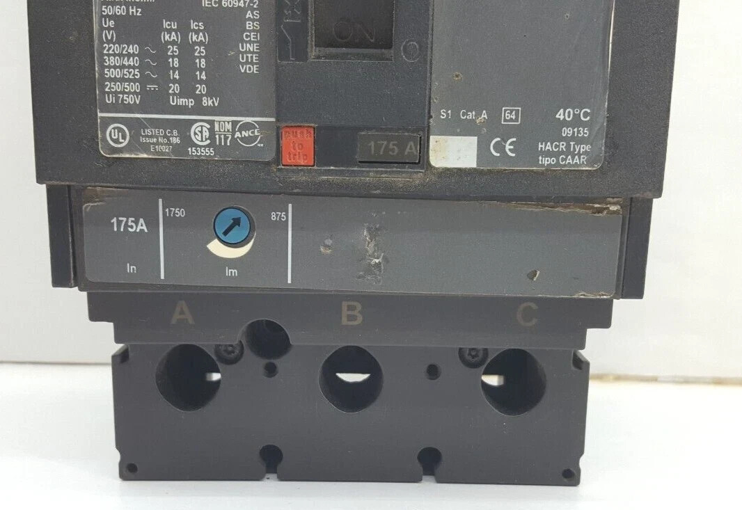 SQUARE D JDA36175 POWER PACT CIRCUIT BREAKER 175A 3P 600V 175 AMP 3 POLE JDA
