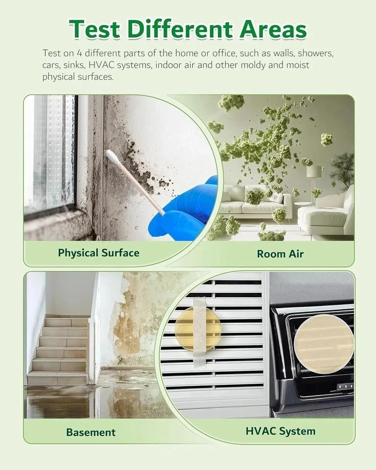 Mold Test Kit for Home, 4 Detection Tests for HVAC, Surfaces & Indoor Air Qualit