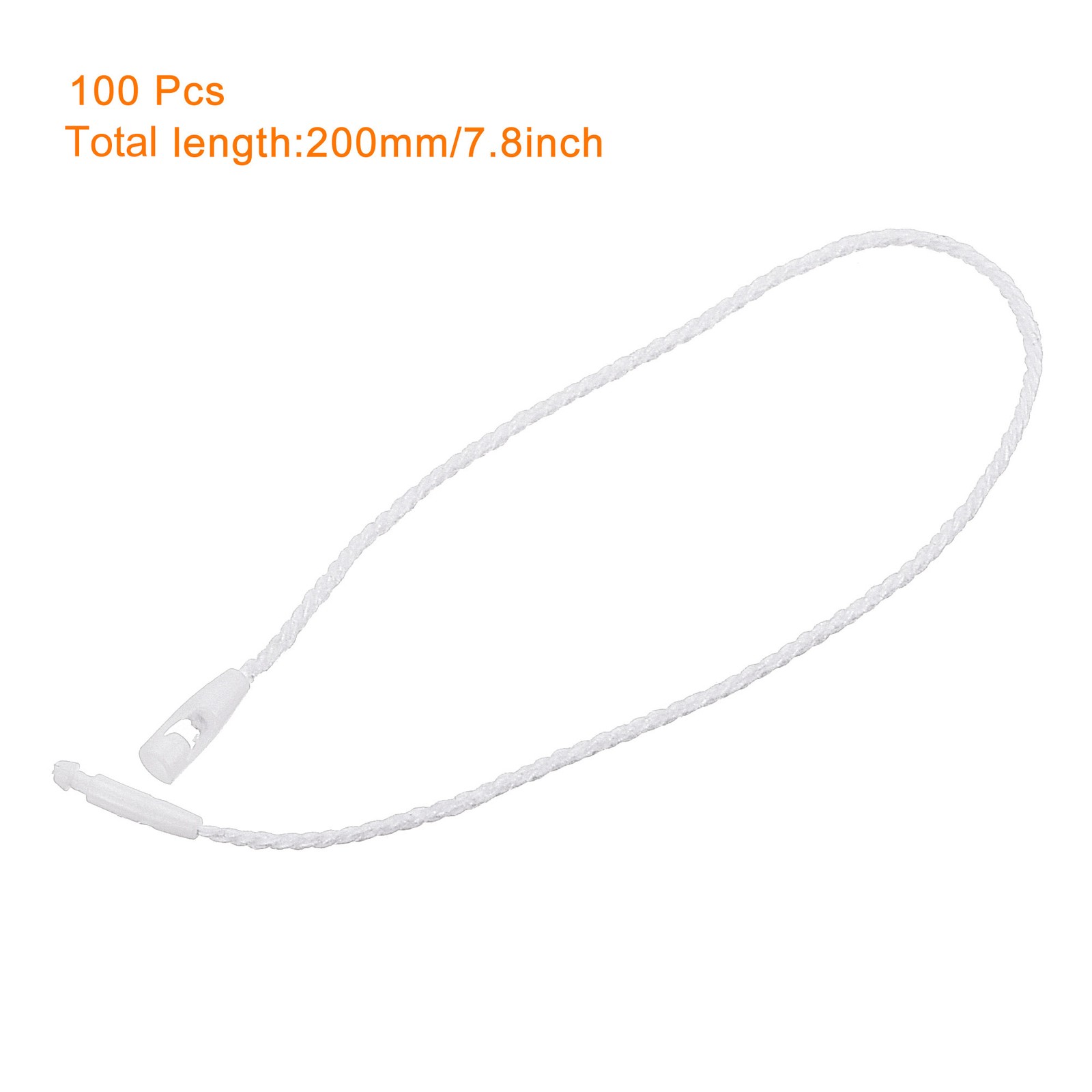 100 x Cotton Hang Tag String Snap Lock Price Tag Fastener Ties White 7.8″