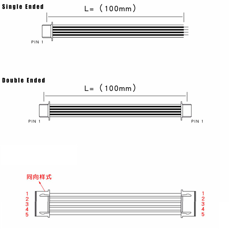 JST ZH1.5mm Connector Plug Wire Cable Cord Single/Double Ended Length 100mm