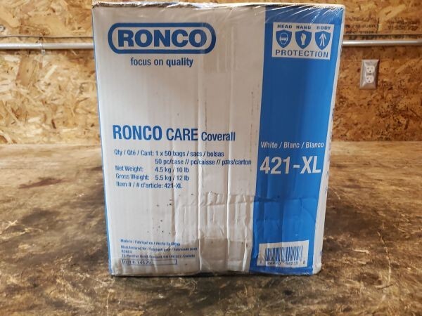 Ronco Care 421-XL X-Large White Non woven Polypropylene With Hood Case of 50