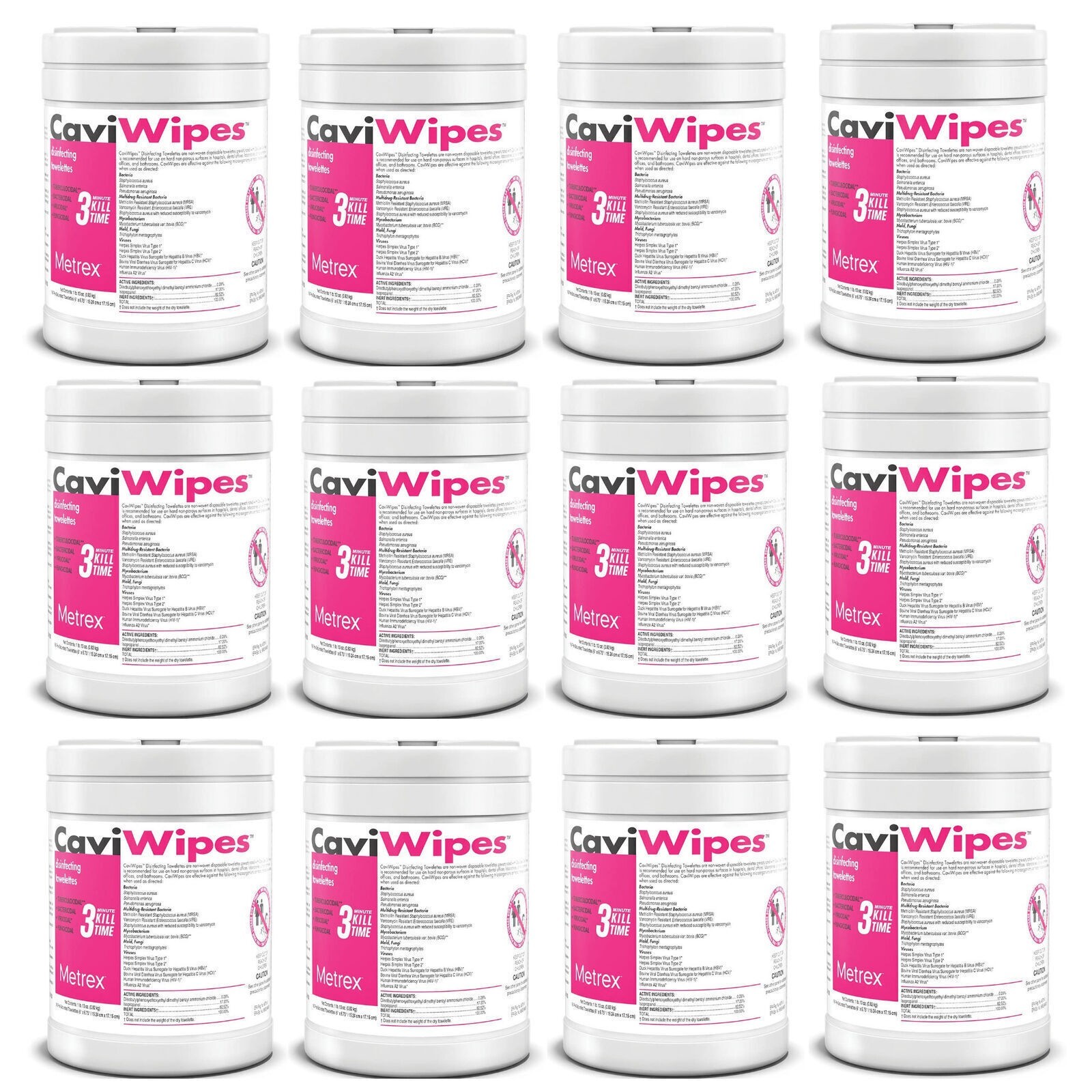 New All Purpose Disinfectant CaviWipes #13-1100- 160 Count – 12 Canisters
