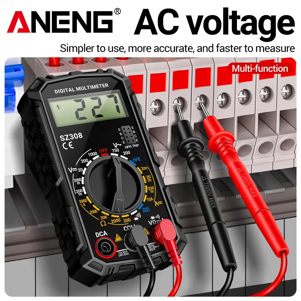 Digital Multimeter LCD Voltmeter Ammeter Ohmmeter Volt AC DC Tester Leads Meter