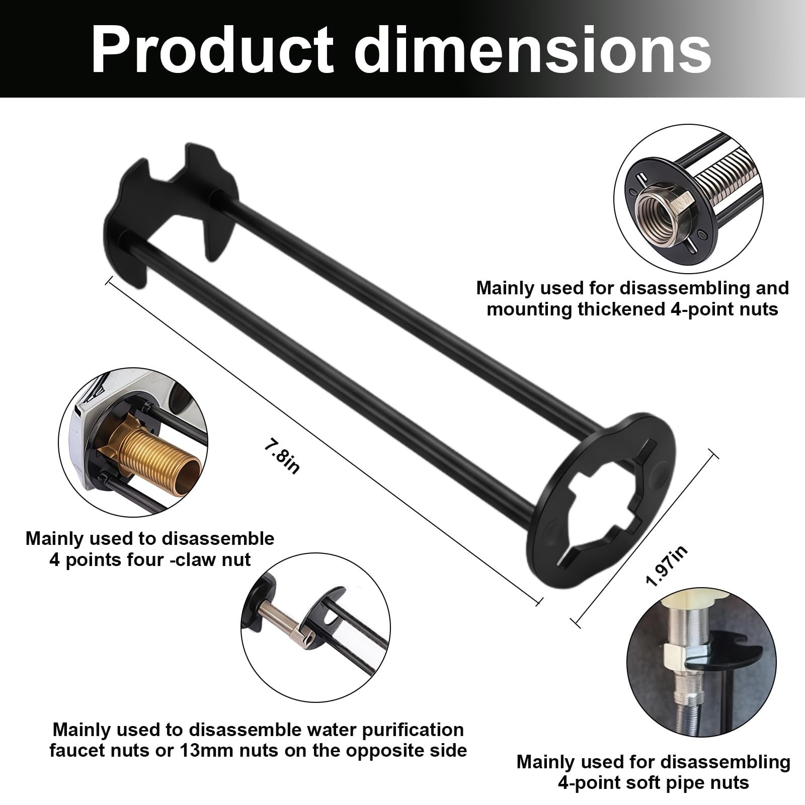 2PCS Multifunctional Sink Wrench, 7-in-1 Basin Faucet Wrench with 360 Rotatin…