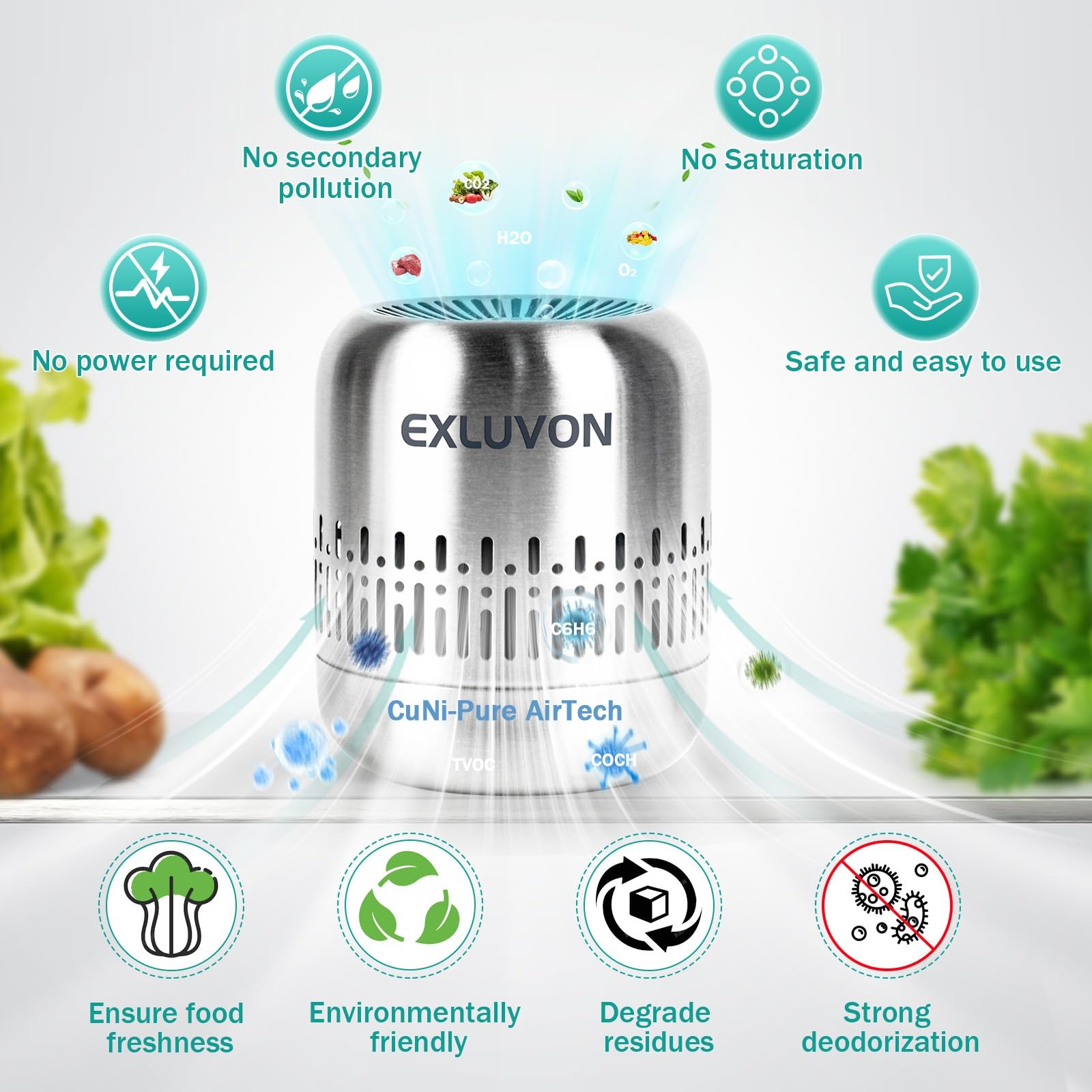 Exluvon Refrigerator Deodorizer,Lasts for 10 Years Fridge Deodorizer Kitchen Gad