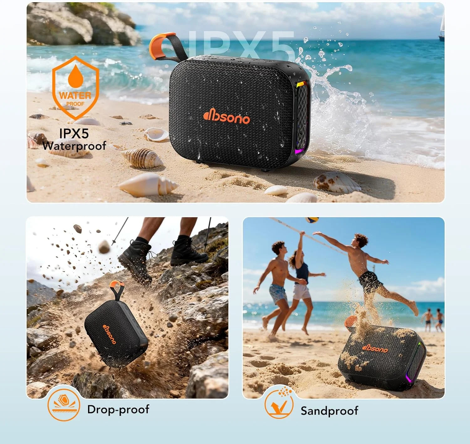 Portable Bluetooth Speaker Line-in Support: IPX5 Waterproof HD Sound Up to 24H P