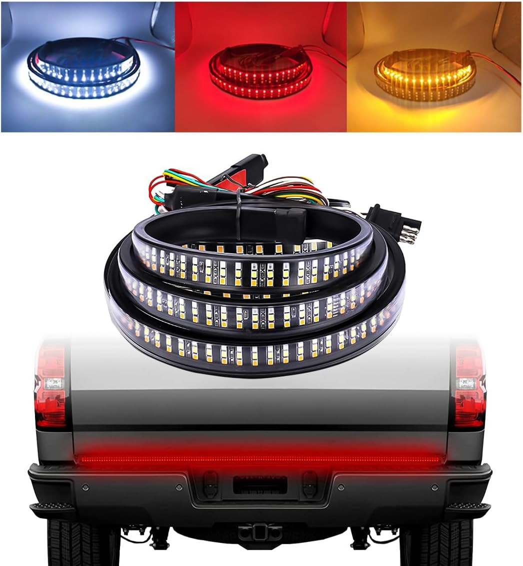 Truck Tailgate Light Bar, 59″ Waterproof Triple Row LED Light Strip, Strip Light