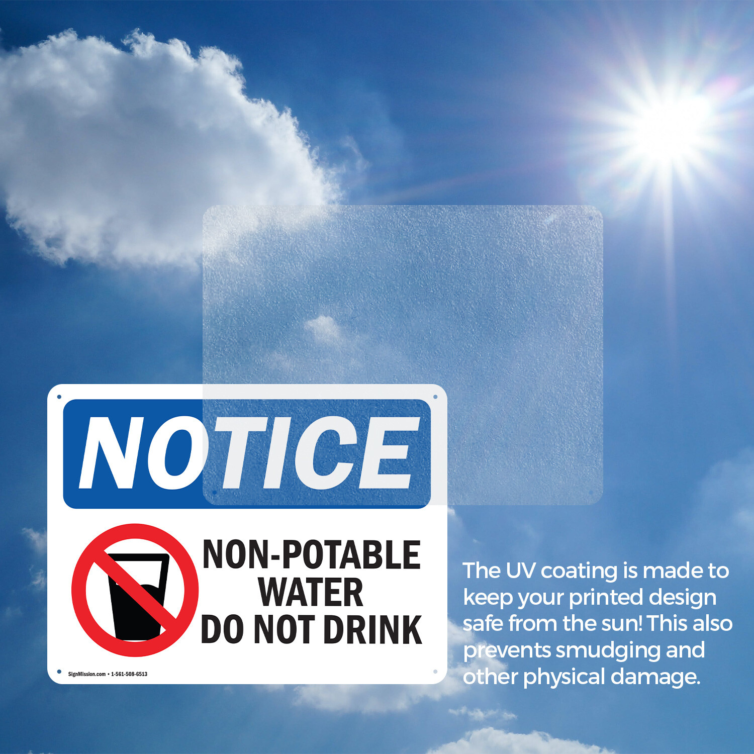 (2 Pack) Non-Potable Water Do Not Drink OSHA Notice Sign Decal Metal Plastic
