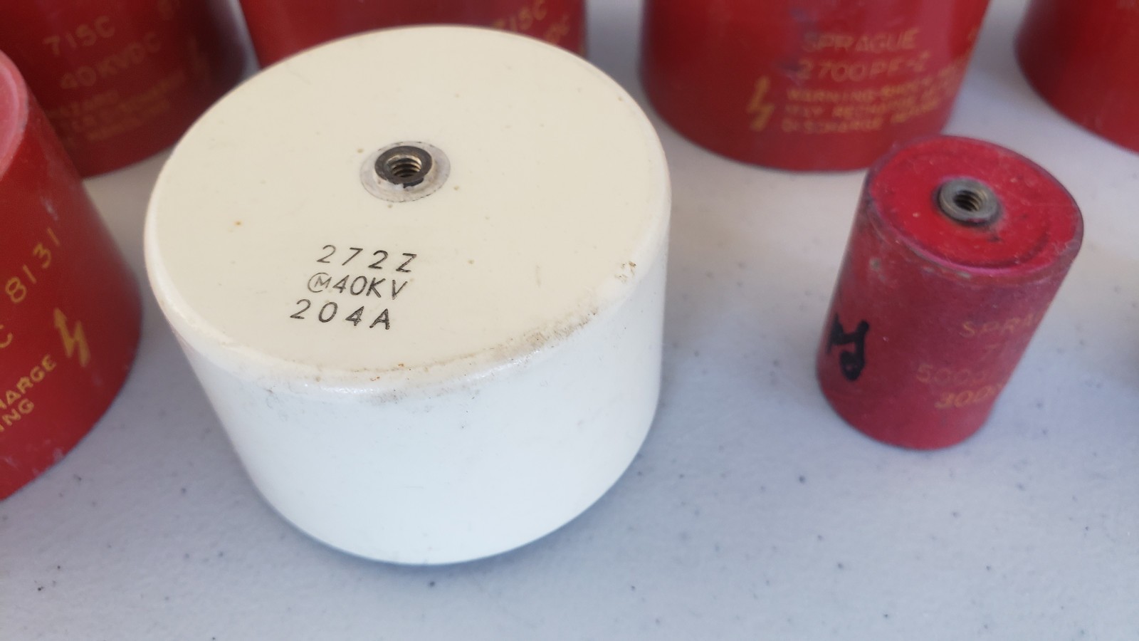 Lot of 6 Sprague 715C 2700pF 40KVDC Doorknob Capacitors, +3 Doorknob Sprague