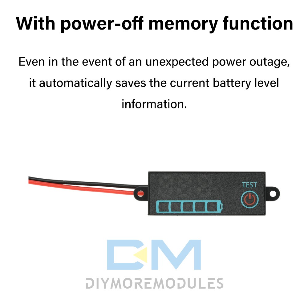 LED Voltage Acid/Li-ion Battery Level Indicator Display Panel w/Power-Off Memory