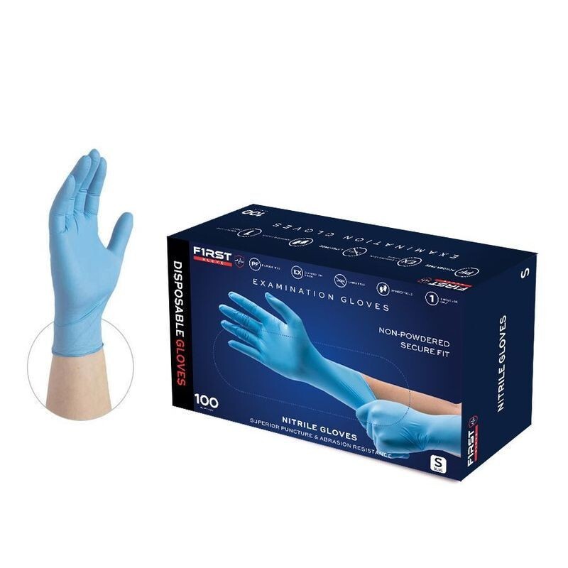 First Glove Nitrile Examination Gloves SMALL – Blue 1000 Pcs