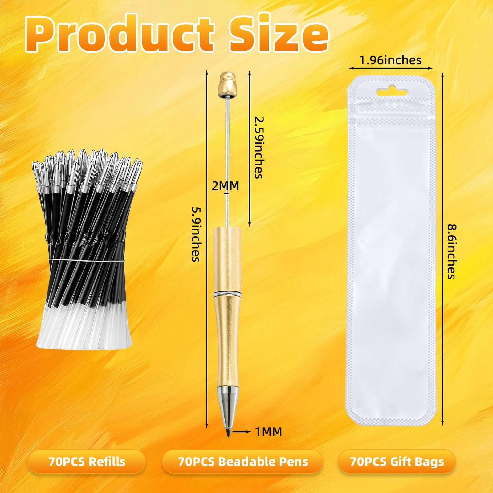 Aolipuyet 210 Pieces DIY Beadable Pen Bulk Kit – 70PCS Ballpoint Pen with Ref…
