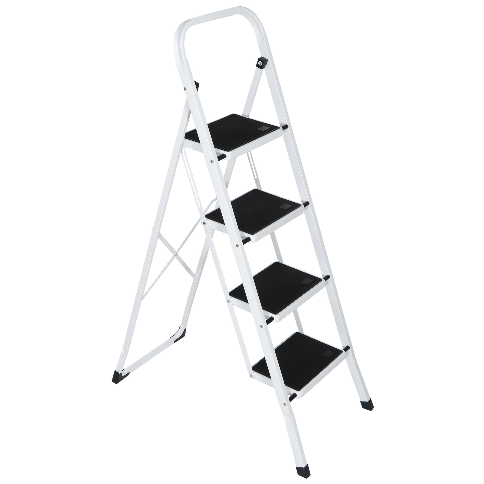 Steel Folding 4 Step Ladder Handgrip Anti-Slip Sturdy Stool Wide Pedal 330lbs
